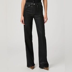 PAIGE Sasha Coated High Rise Black Flare & Wide Leg Jeans